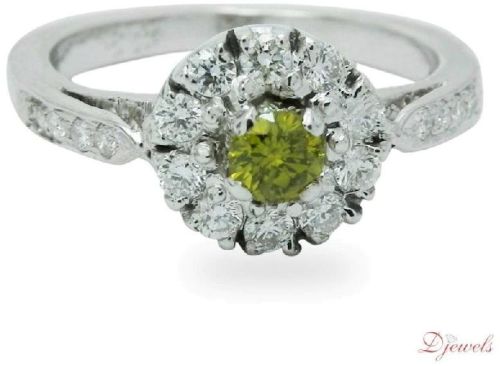 Diamond Ring With Yellow Diamond Hallmarked White Gold Certified Diamond Women's Ring