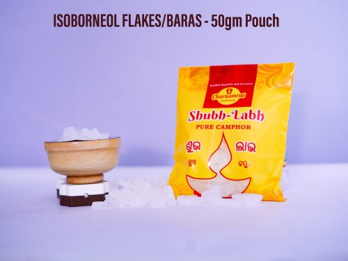 50 Gm Isoborneol Flakes Pouch, For Religious, Worship, Color : White