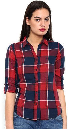 Checked Ladies Casual Shirts, Technics : Machine Made