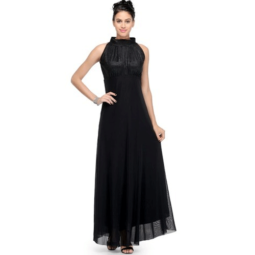 Chiffon Plain Ladies Long Western Dress, Occasion : Party Wear