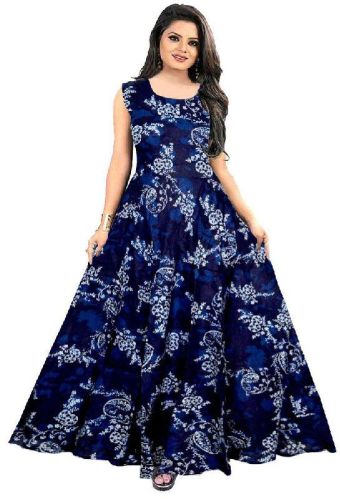 Printed Chiffon Trendy Gown, Size : L, M, S, XXL, S To XL