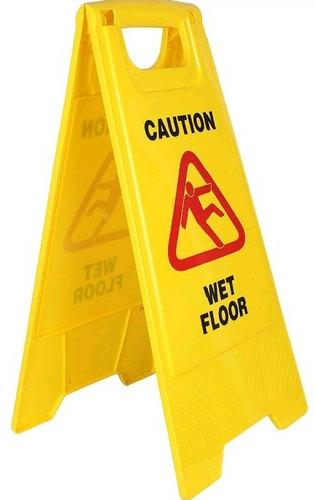 ABS Plastic Caution Wet Floor Signage, Color : Yellow