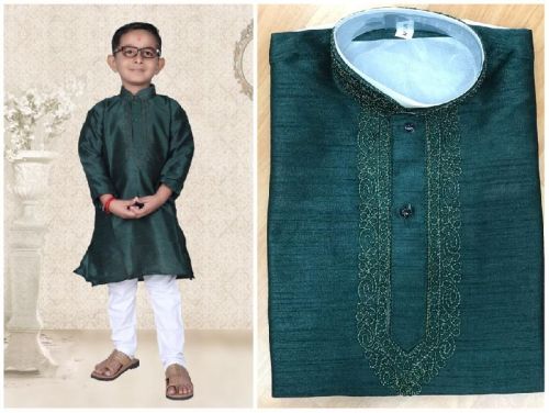 Plain Silk Kids Ethnic Kurta Wears, Occasion : Occasion