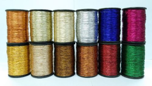 Double Twist Button Zari Thread, For Textile Industry, Packaging Type : Roll
