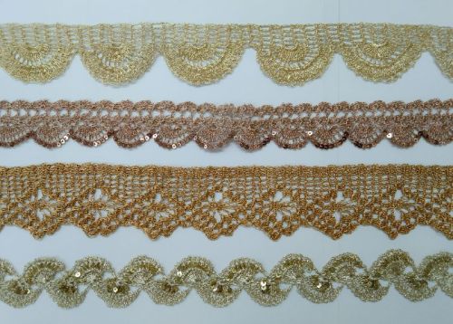 Zari Crochet Lace, For Garments, Feature : Good Quality, Impeccable Finish