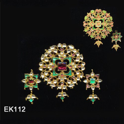 Silver Kundan Polki Jewellery, Color : Multicolor