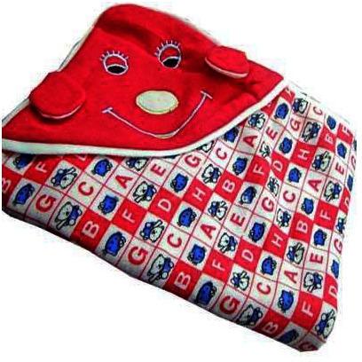 Fleece Printed Baby Hooded Blanket, Size : S, M