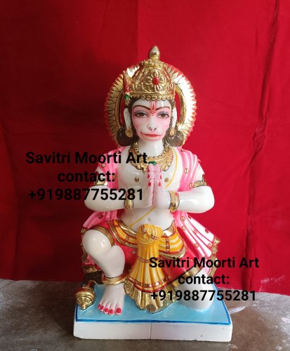 Marble Lord Hanuman Statue, Color : White, Multicolor