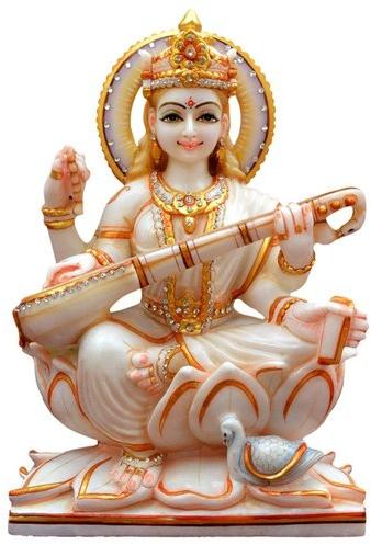 Marble Maa Saraswati Statue, For Worship, Pattern : Traditional