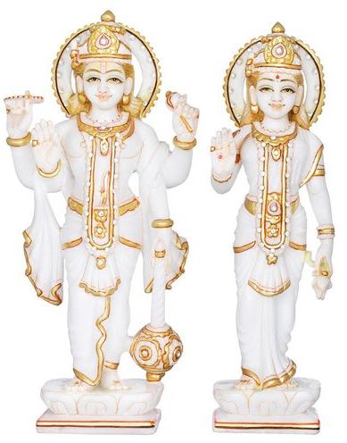 Printed Marble Vishnu Lakshmi Statue, Purpose : Temple Home Worship