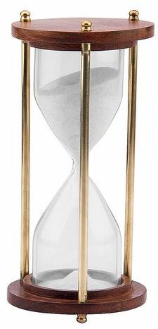 300 Grams Brass Sand Timer, Size : Height 6 Inches, Wooden