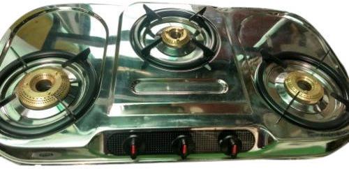 Polished Three Burner Gas Stove, For Kitchen