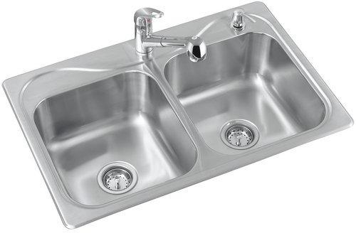 Stainless Steel Double Bowl Sink, Color : Silver