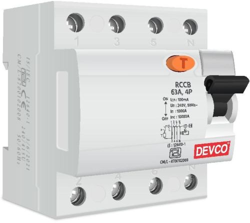 63A 100mA FP RCCB
