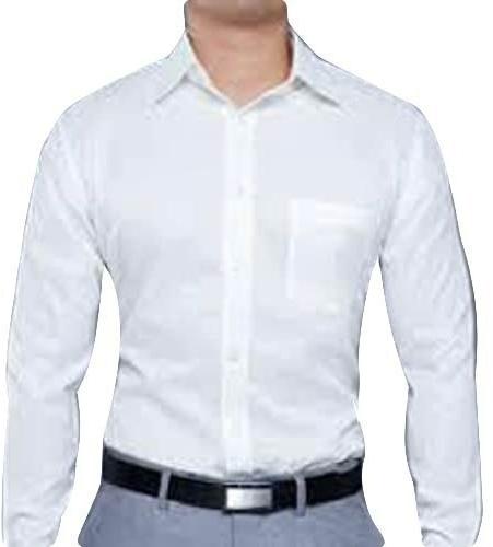 Cotton Collar Neck Mens White Formal Shirt, Pattern : Plain