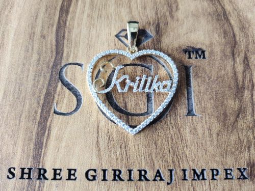 Kritika Name Pendant In Heart 14k Yellow Gold With Moissanite Diamond