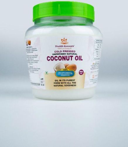 500 Ml Cold Pressed Coconut Oil, Color : Yellow