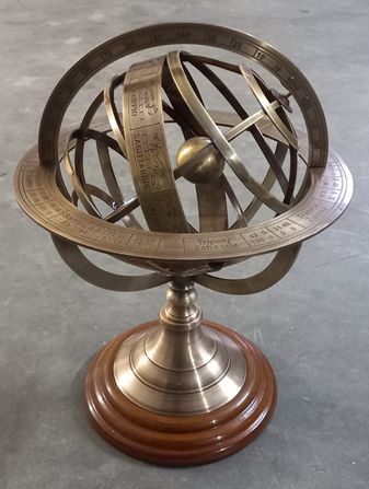 AGSAR-01 Brass Globe Armillary With Wooden Base