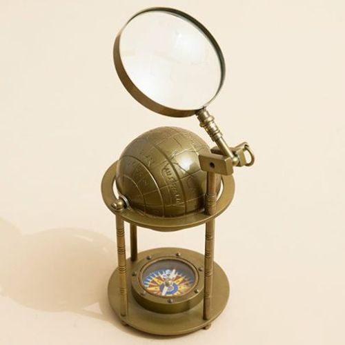 Magnifying Glass With Globe and Compass, Mounting Type : Table Top