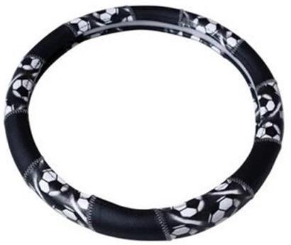 Apex Round PU Leather Printed Steering Wheel Cover, Color : Black
