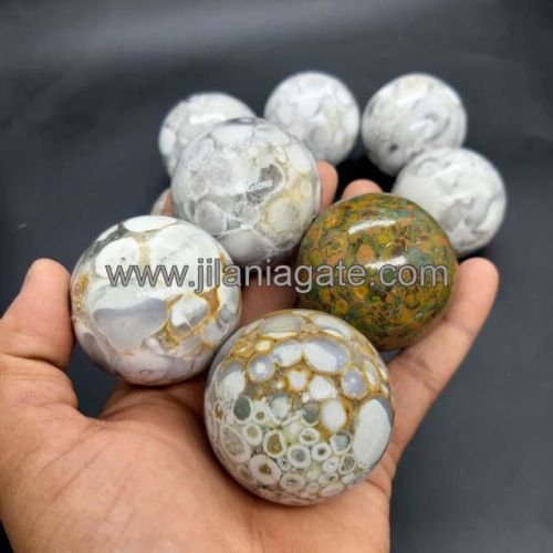 Ocean Jasper Sphere Polished Stone Ball, For Healing, Style : New Age