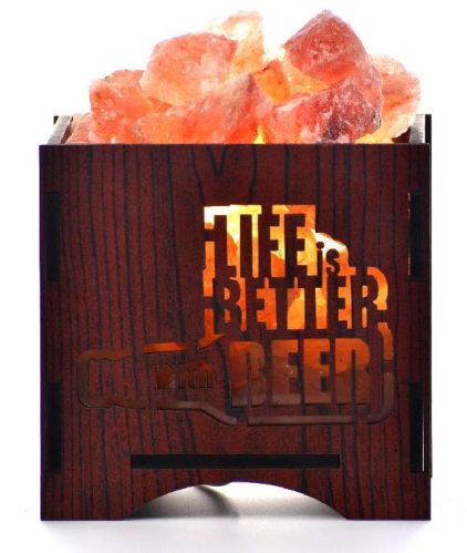 Rectangular Customized Wooden Himalayan Rock Salt Lamp, For Home Decoration, Style : Antique