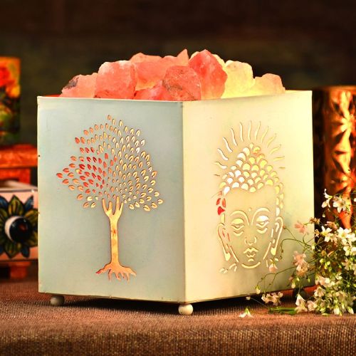 Buddha Tree Metal Himalayan Rock Salt Lamp