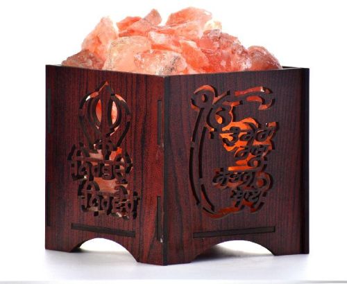 Rectangular Himalayan Rock Salt Lamp Nirbhau Nirvair, For Home Decoration, Style : Antique