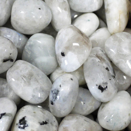 Natural Rainbow Moonstone Tumbled Stone, Feature : FIne Polised, Hard Structure