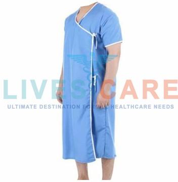 Livescare Cotton Hospital Patient Gown, Size : M, XL, XXL