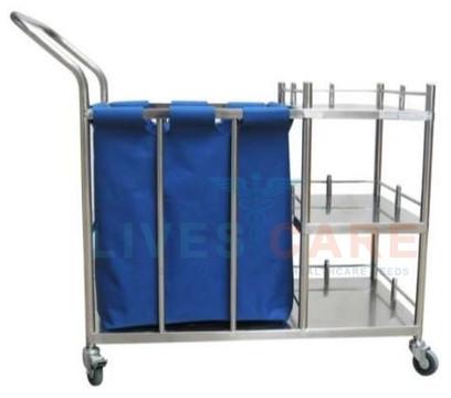 Stainless Steel Linen Change Trolley, For Hospital Use