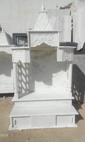 Polished White Marble Temple, For Home, Office, Feature : Attractive Design, Dust Resistance, Good Quality