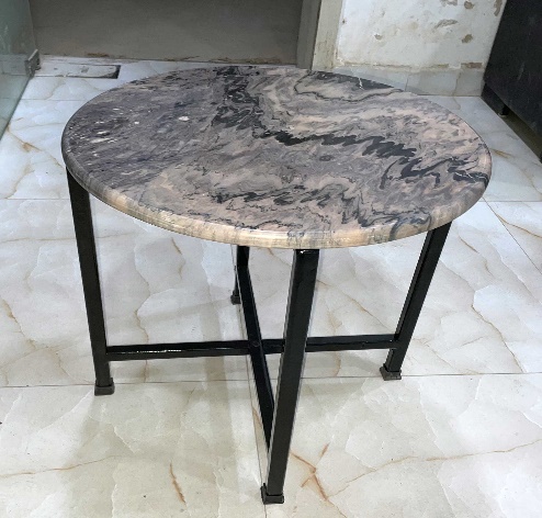 Round Polished Black Marble Table Top, Pattern : Plain