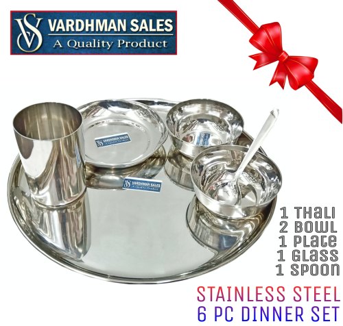 Stainless Steel Dinner Set, Color : Silver