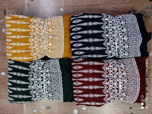 Schiffli Rayon Daman Chikankari Fabric, Width : 44 Inch