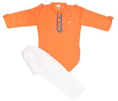 Khadi Plain Kids Kurta Pajama, Size : 6 Month To 8 Year