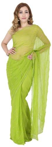 Chiffon Plain Saree, Technics : Machine Made