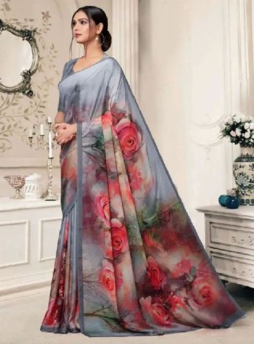Unstitched Chiffon Printed Saree, Occasion : Party Wear