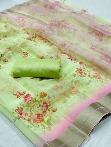 Printed Organza Silk Saree, Packaging Type : Plastic Bag