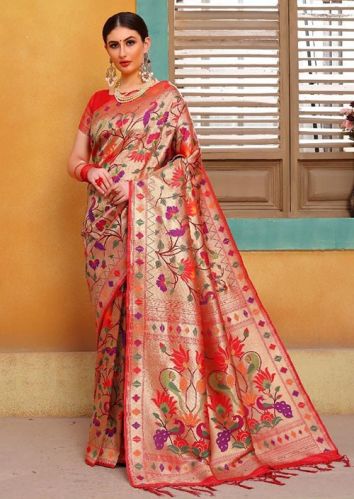 Unstitched Paithani Silk Saree, Occasion : Wedding Wear