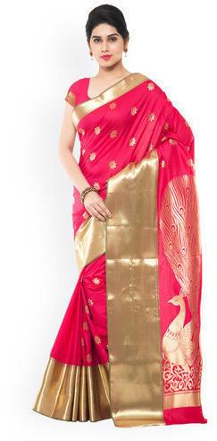 Unstitched Pure Silk Saree, Technics : Machine Made