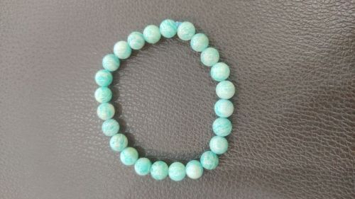 Round Polished Amazonite Stone Bracelet, For Jewellery, Size : 8 Mm