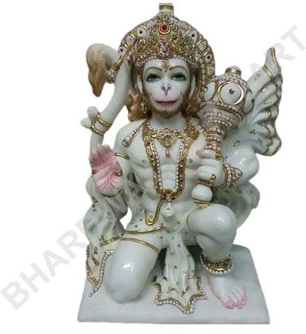 Polished Printed Marble Bajrangbali Statue, Size : Multisizes