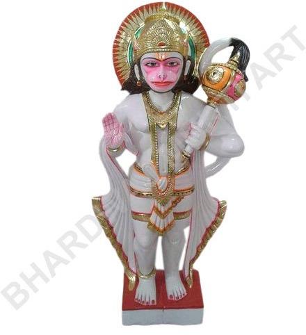 Polished Printed Marble Hanuman Ji Statue, Size : Multisizes