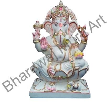 Polished Non Printed Marble Lord Ganesha Statue, Size : Multisizes
