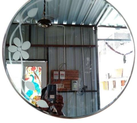 Printed Round Glass Mirror, Size : 2 Feet