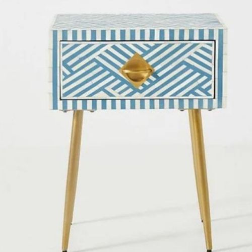 Bone Inlay Optical Design Bedside Table Manufacturers