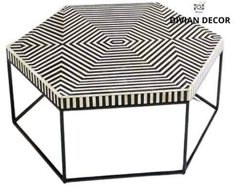 Hexadic Galaxy Bone Inlay Coffee Table