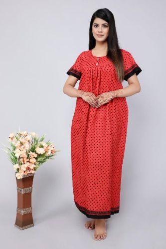 Plain Round Cotton Nighty Gown, Gender : Female