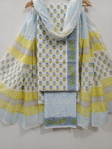 White Yellow and Blue Unstitched Suit Material